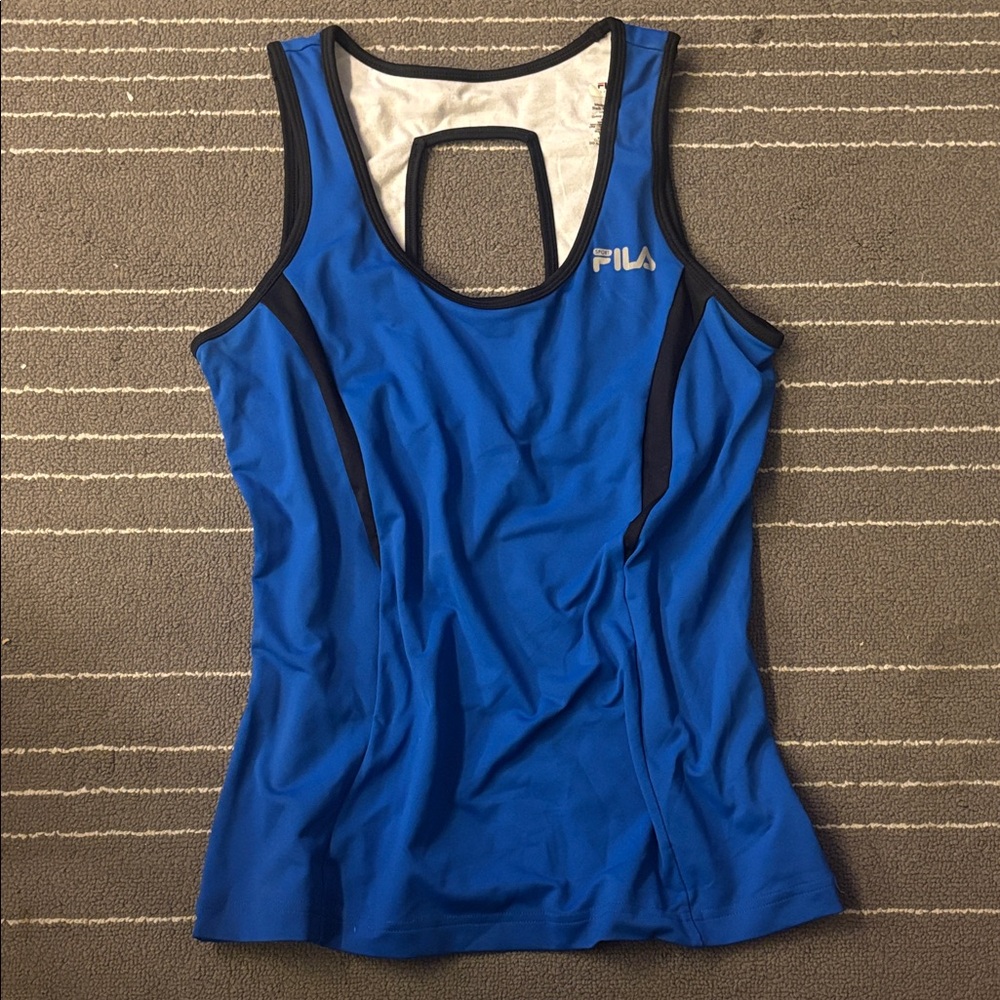 Fila Women's Vibrant Blue and Black Tank Top